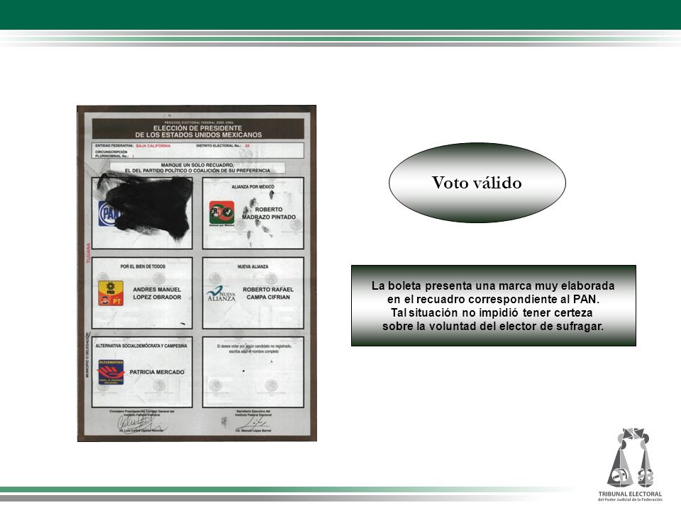 Voto válido La boleta presenta una marca muy elaborada