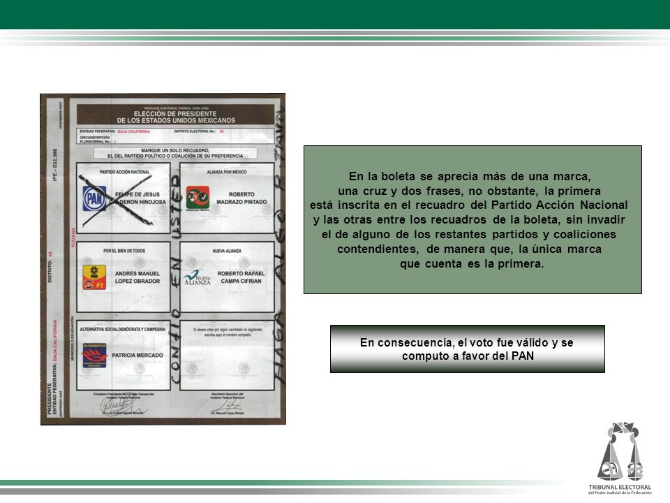 En la boleta se aprecia más de una marca,