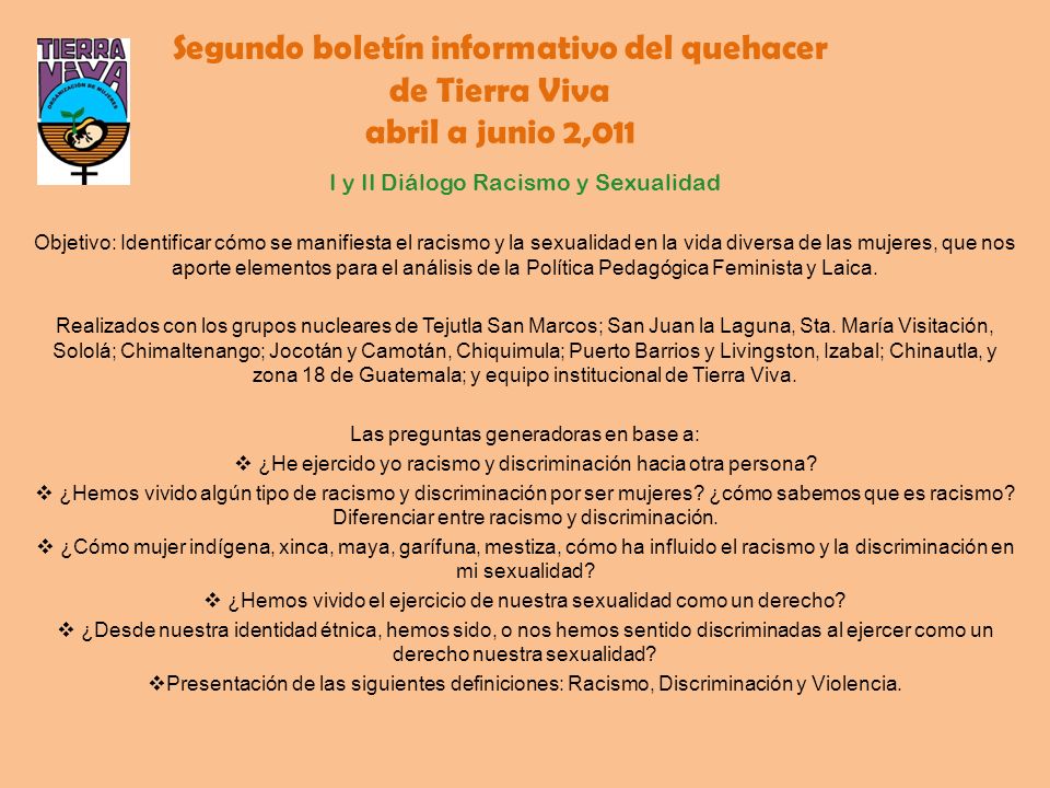 Segundo boletín informativo del quehacer de Tierra Viva abril a junio 2,011