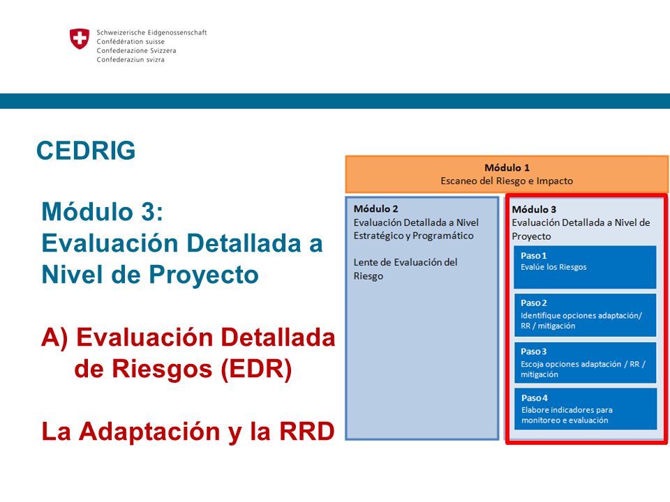 CEDRIG Módulo 3: Evaluación Detallada a Nivel de Proyecto. A) Evaluación Detallada de Riesgos (EDR)