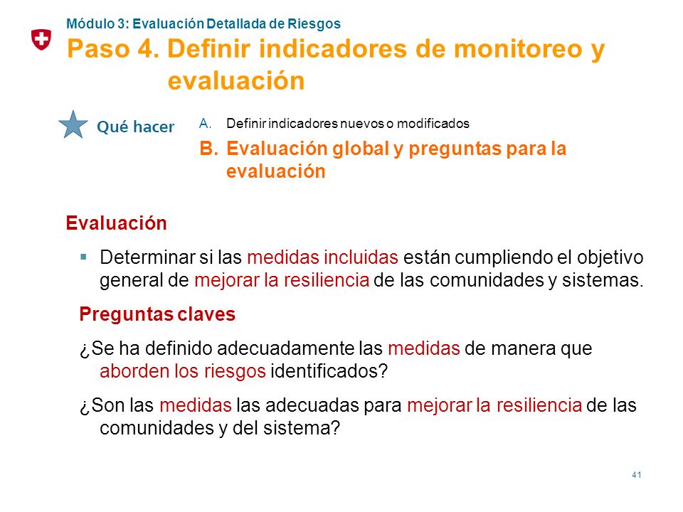 Paso 4. Definir indicadores de monitoreo y evaluación