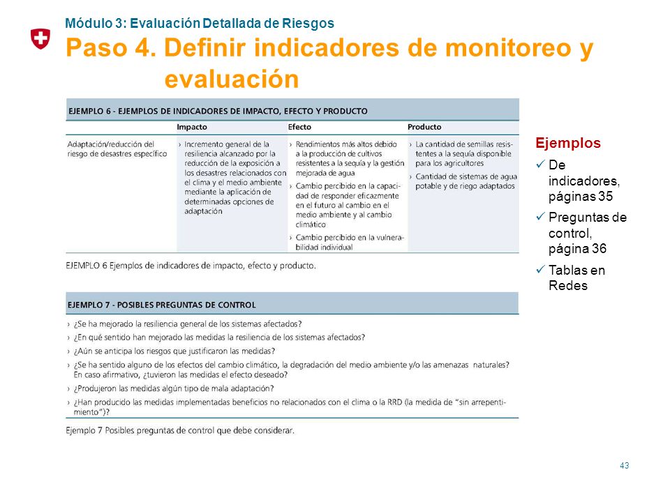 Paso 4. Definir indicadores de monitoreo y evaluación