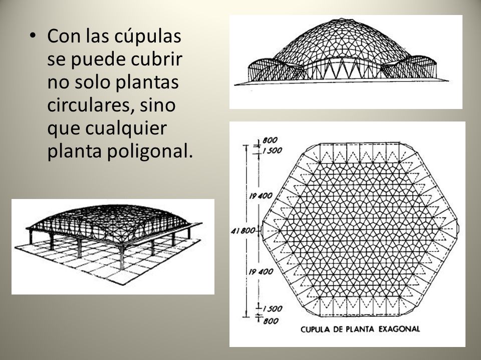 Con las cúpulas se puede cubrir no solo plantas circulares, sino que cualquier planta poligonal.
