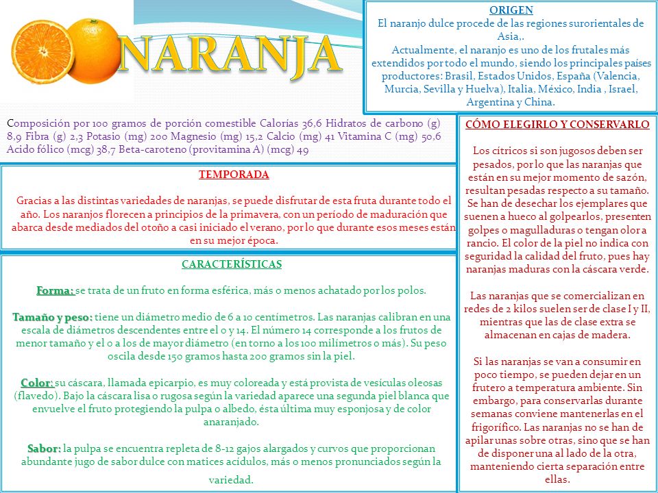 El naranjo dulce procede de las regiones surorientales de Asia,.