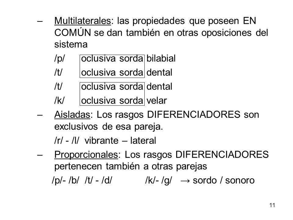 Multilaterales: las propiedades que poseen EN COMÚN se dan también en otras oposiciones del sistema