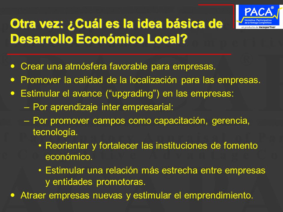 Otra vez: ¿Cuál es la idea básica de Desarrollo Económico Local