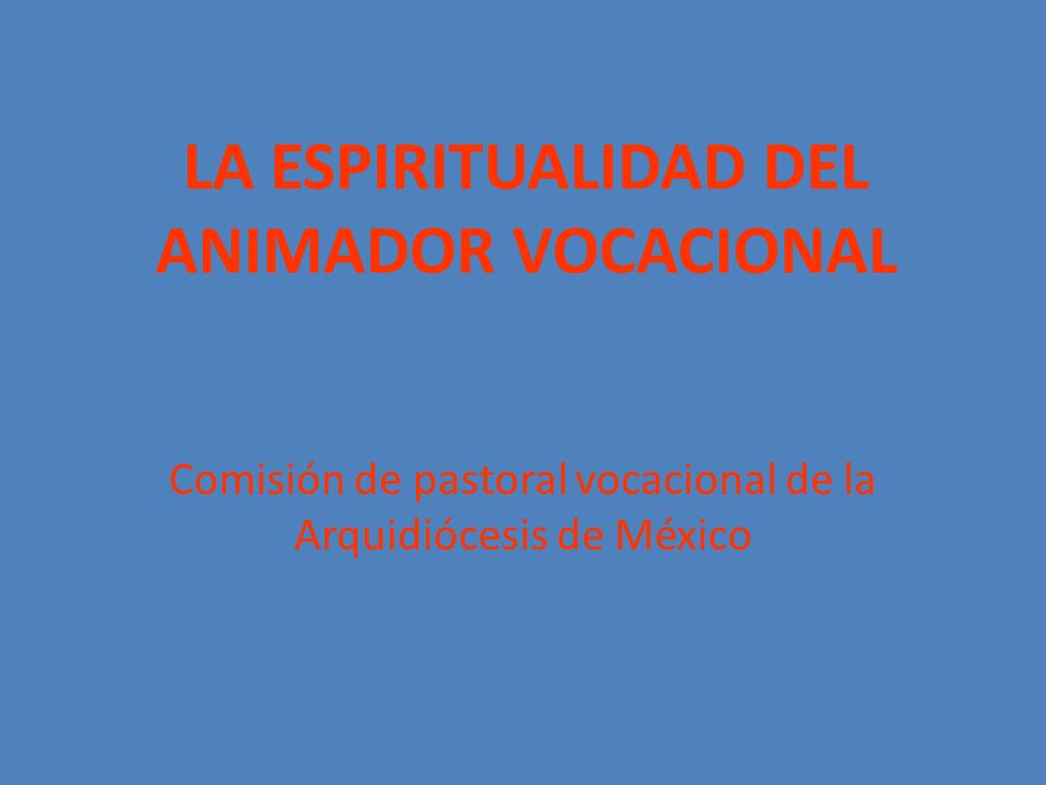 LA ESPIRITUALIDAD DEL ANIMADOR VOCACIONAL