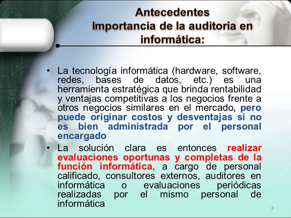 Antecedentes Importancia de la auditoria en informática: