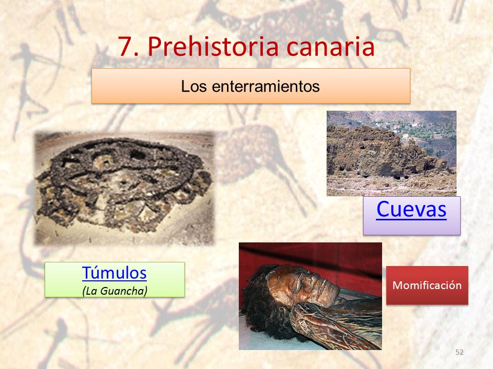 7. Prehistoria canaria Cuevas Túmulos Los enterramientos (La Guancha)