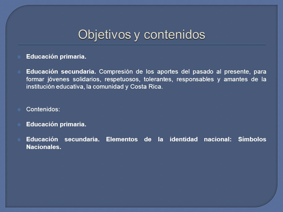 Objetivos y contenidos