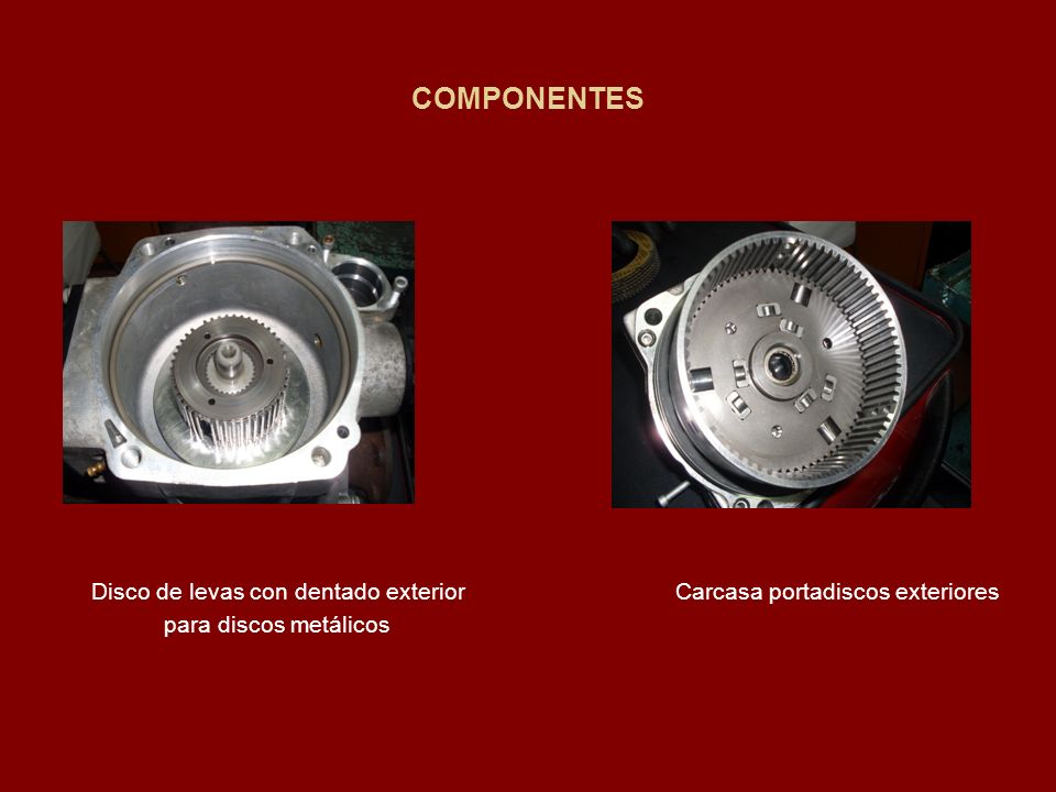 COMPONENTES Disco de levas con dentado exterior Carcasa portadiscos exteriores.