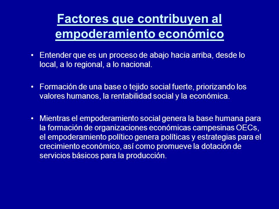 Factores que contribuyen al empoderamiento económico