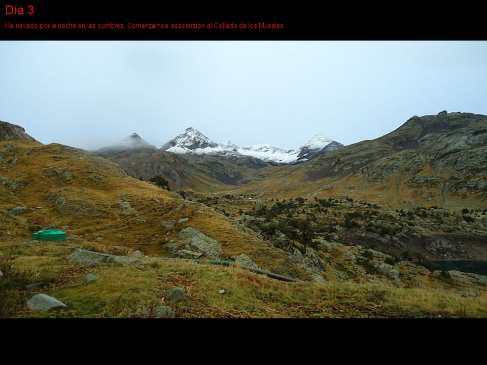 Día 3 Ha nevado por la noche en las cumbres. Comenzamos asecensión al Collado de los Musales