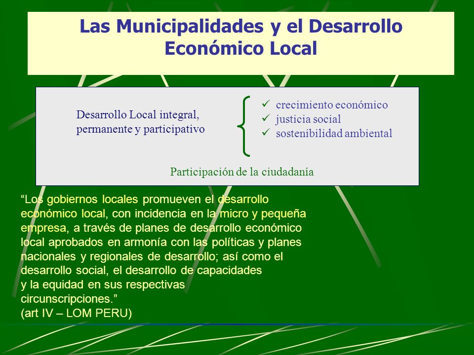 Las Municipalidades y el Desarrollo Económico Local
