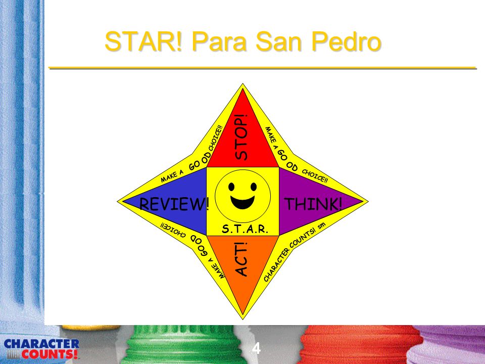 STAR! Para San Pedro STOP! THINK! ACT! REVIEW! S.T.A.R. OD GO