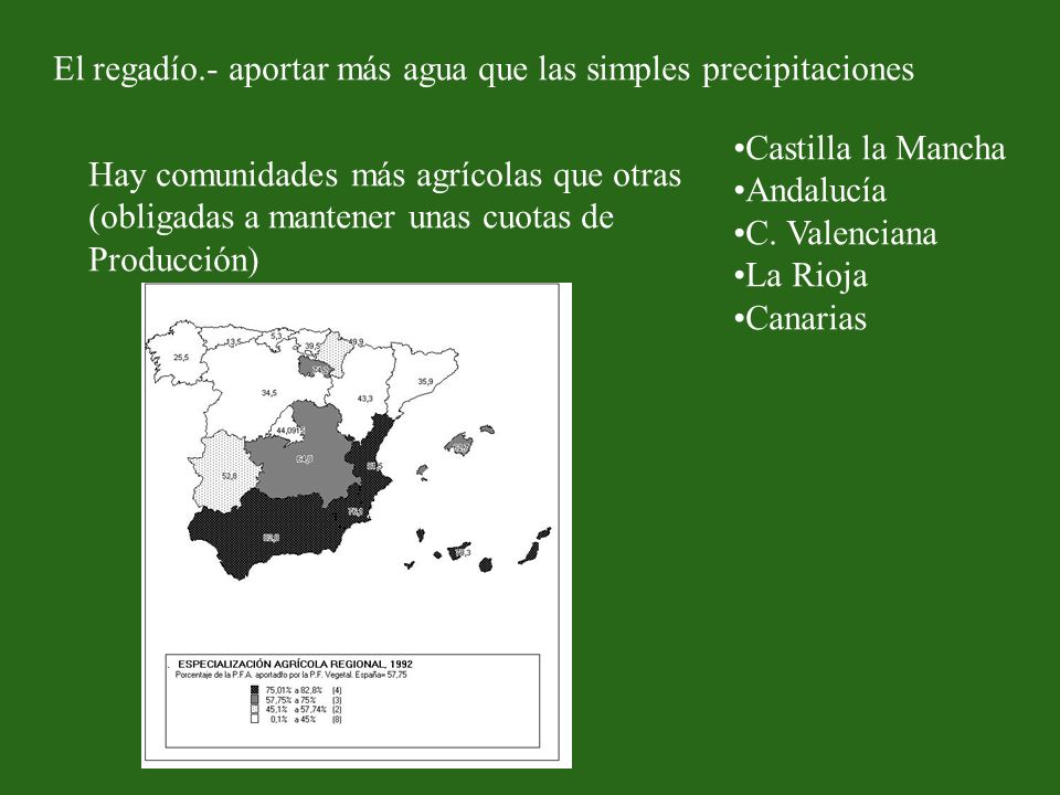 El regadío.- aportar más agua que las simples precipitaciones
