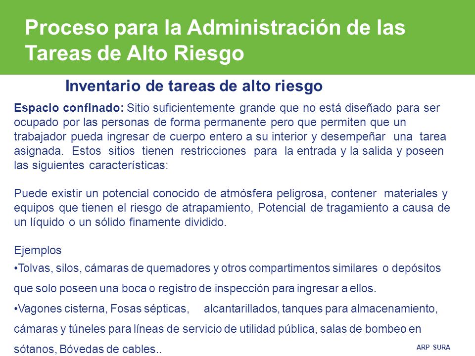 Proceso para la Administración de las Tareas de Alto Riesgo