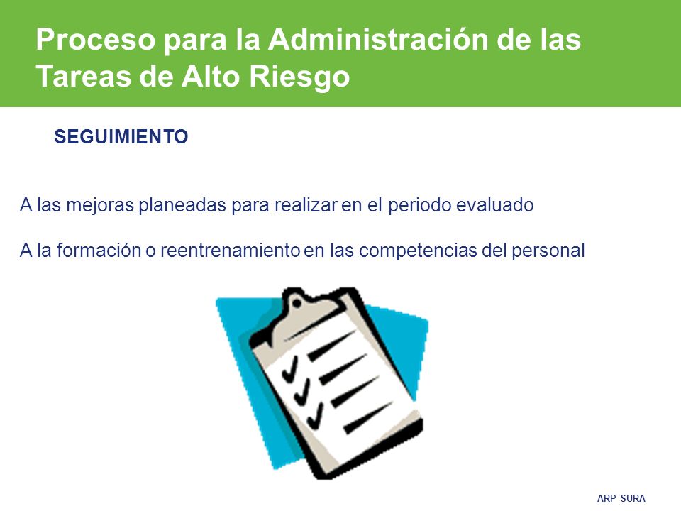 Proceso para la Administración de las Tareas de Alto Riesgo