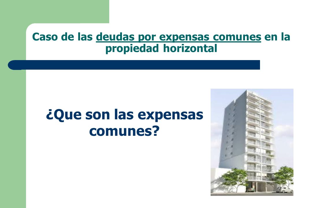 Caso de las deudas por expensas comunes en la propiedad horizontal