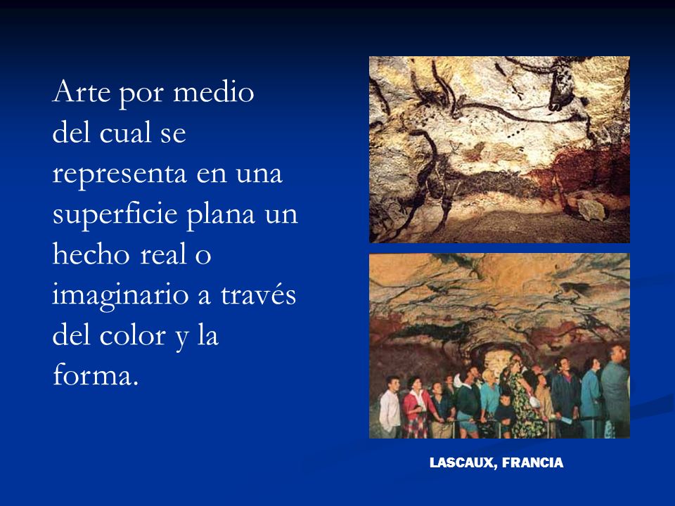 Arte por medio del cual se representa en una superficie plana un hecho real o imaginario a través del color y la forma.