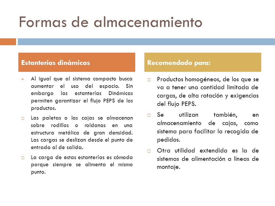 Formas de almacenamiento