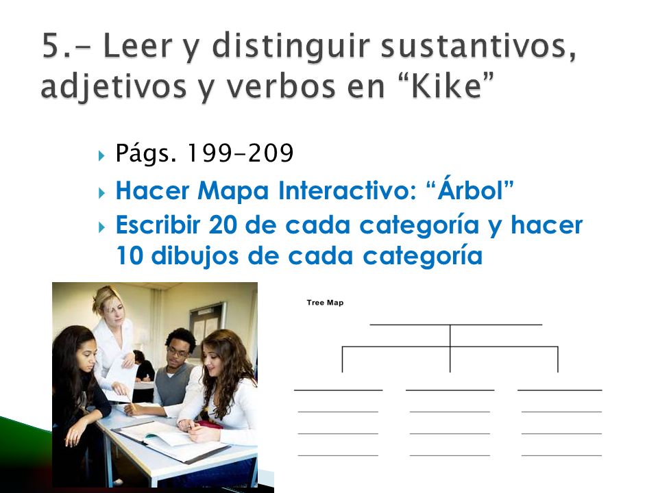 5.- Leer y distinguir sustantivos, adjetivos y verbos en Kike