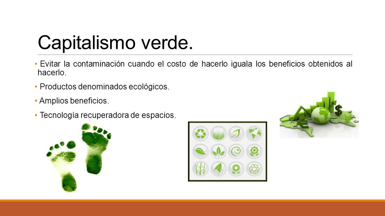 Capitalismo verde. Evitar la contaminación cuando el costo de hacerlo iguala los beneficios obtenidos al hacerlo.