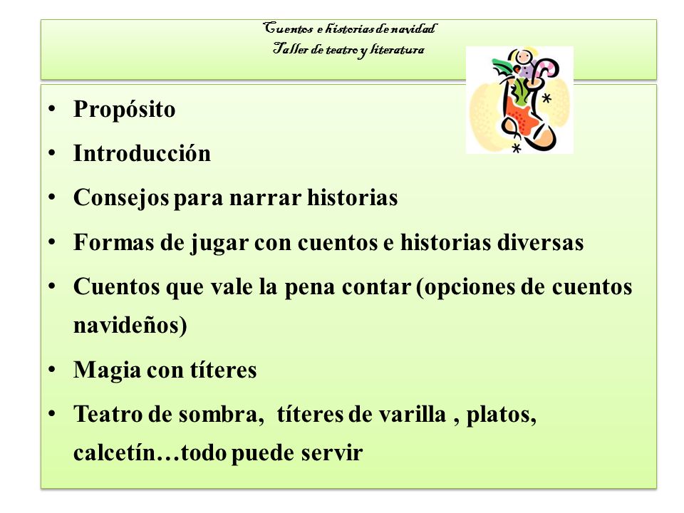 Cuentos e historias de navidad Taller de teatro y literatura