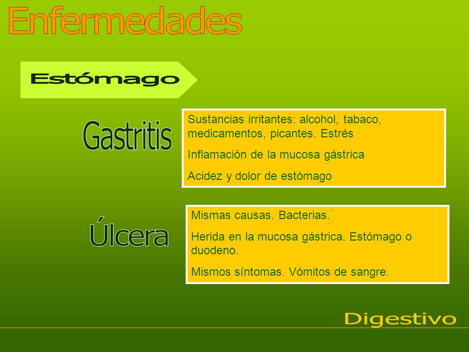 Enfermedades Estómago Gastritis Úlcera Digestivo