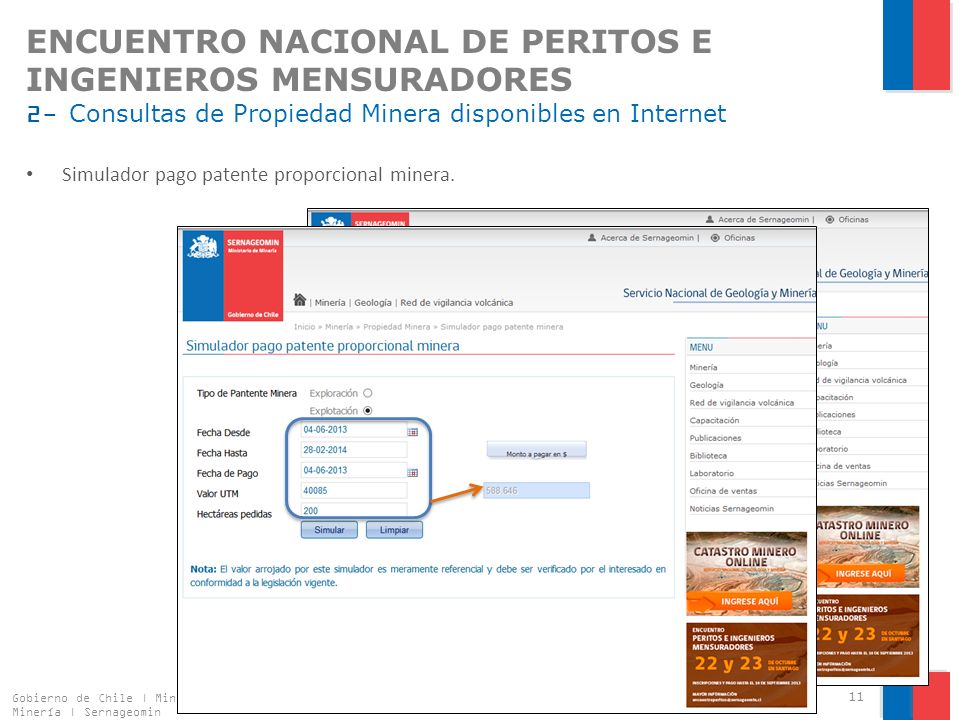 ENCUENTRO NACIONAL DE PERITOS E INGENIEROS MENSURADORES 2- Consultas de Propiedad Minera disponibles en Internet