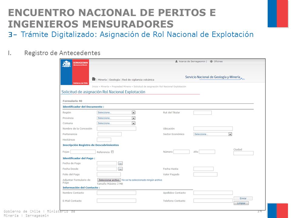 ENCUENTRO NACIONAL DE PERITOS E INGENIEROS MENSURADORES 3- Trámite Digitalizado: Asignación de Rol Nacional de Explotación