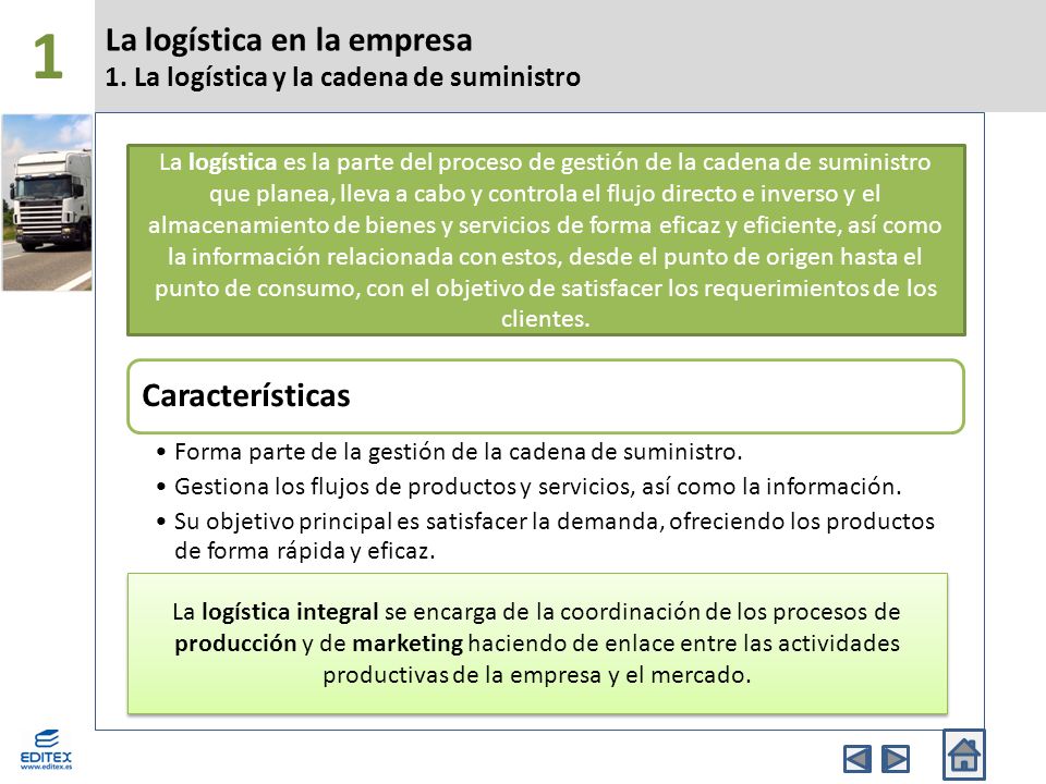 La logística en la empresa 1. La logística y la cadena de suministro