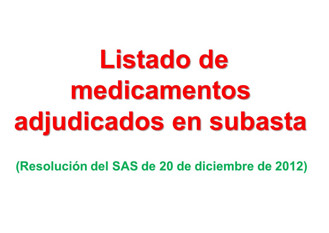 Listado de medicamentos adjudicados en subasta