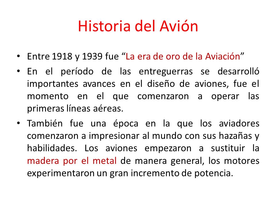 Historia del Avión Entre 1918 y 1939 fue La era de oro de la Aviación