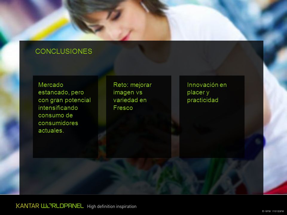 CONCLUSIONES Mercado estancado, pero con gran potencial intensificando consumo de consumidores actuales.