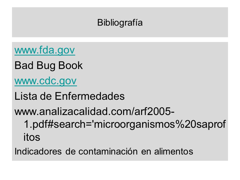 Bad Bug Book   Lista de Enfermedades