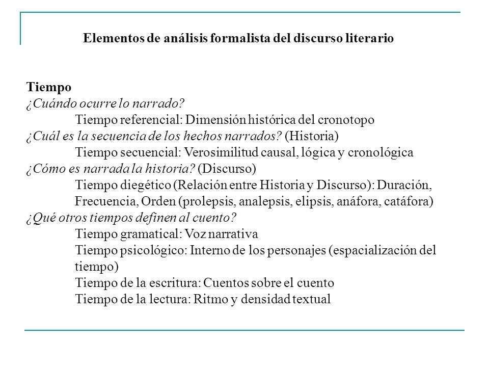 Elementos de análisis formalista del discurso literario