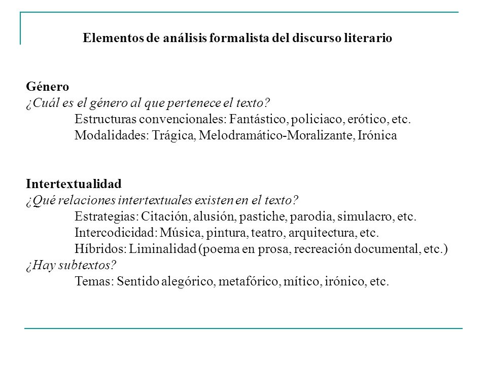 Elementos de análisis formalista del discurso literario