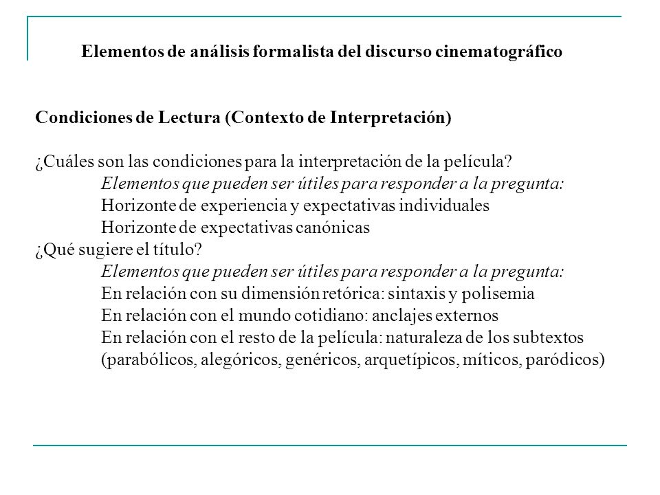 Elementos de análisis formalista del discurso cinematográfico
