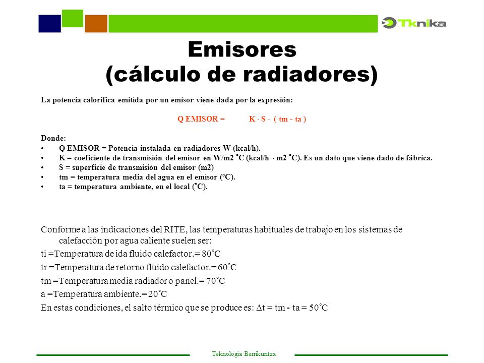 Emisores (cálculo de radiadores)