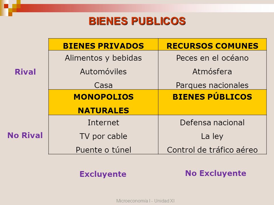 BIENES PUBLICOS BIENES PRIVADOS RECURSOS COMUNES