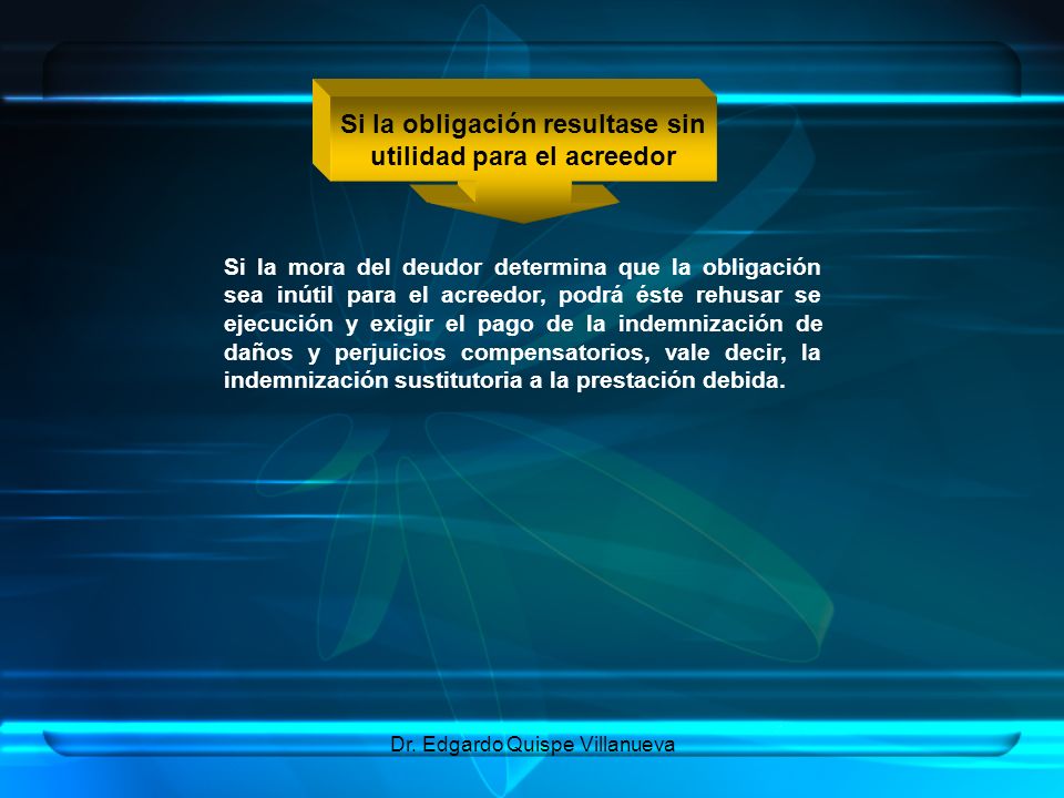 Si la obligación resultase sin utilidad para el acreedor