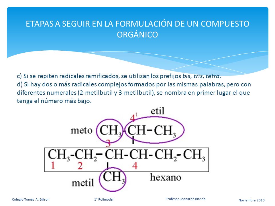 ETAPAS A SEGUIR EN LA FORMULACIÓN DE UN COMPUESTO ORGÁNICO