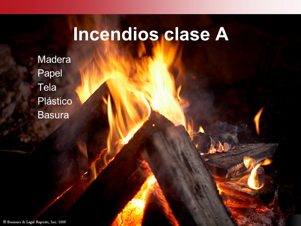 Incendios clase A Madera Papel Tela Plástico Basura Slide Show Notes