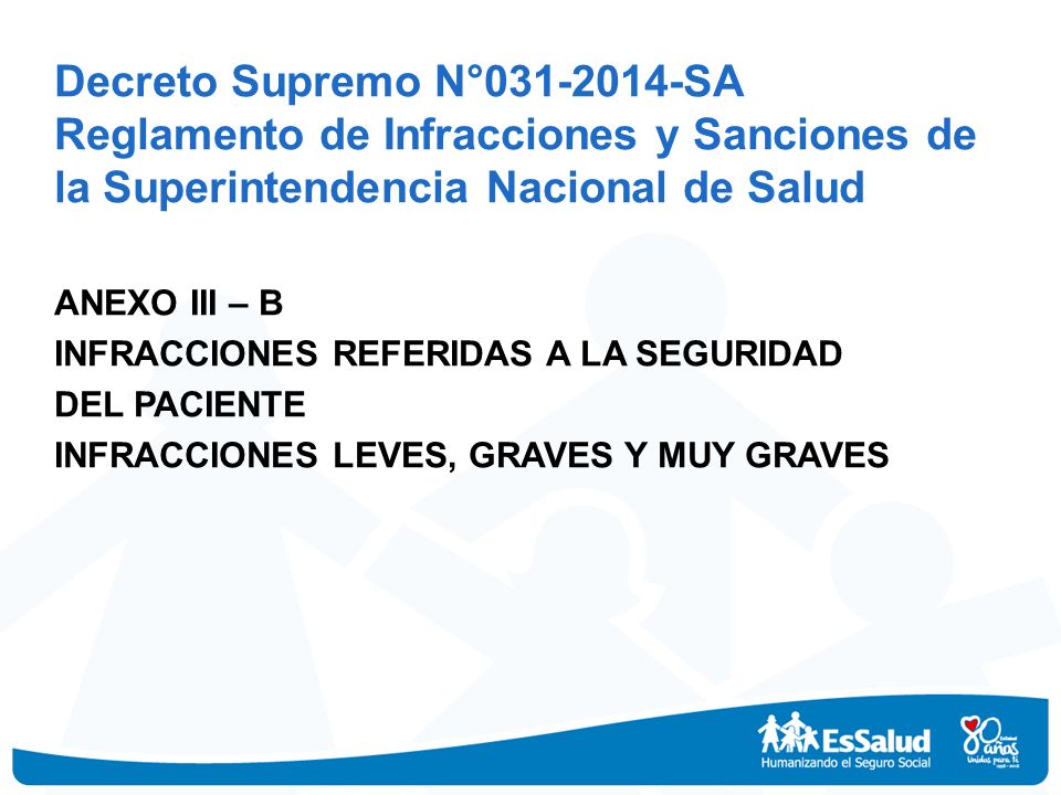 Decreto Supremo N° SA Reglamento de Infracciones y Sanciones de la Superintendencia Nacional de Salud