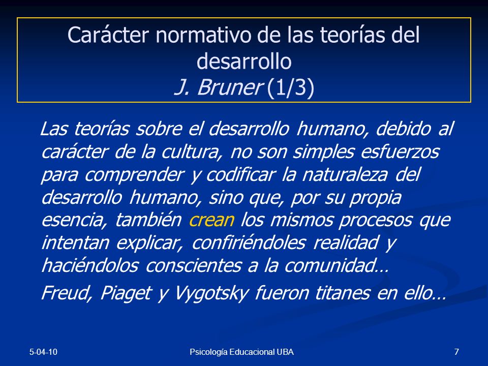 Carácter normativo de las teorías del desarrollo J. Bruner (1/3)