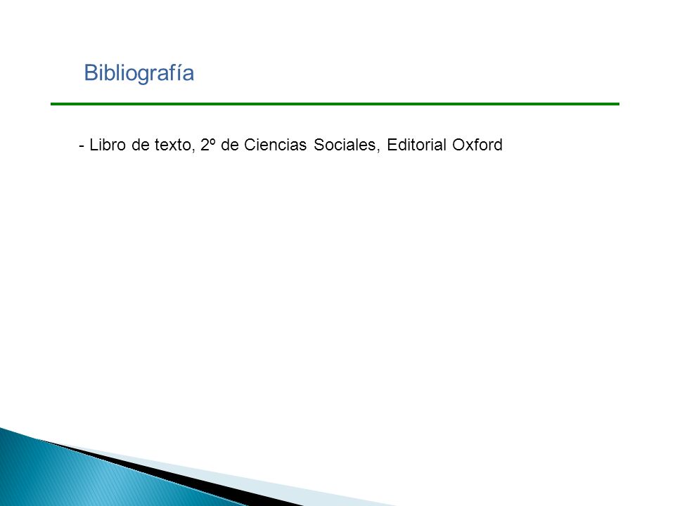 Bibliografía - Libro de texto, 2º de Ciencias Sociales, Editorial Oxford