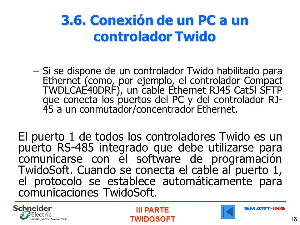 3.6. Conexión de un PC a un controlador Twido