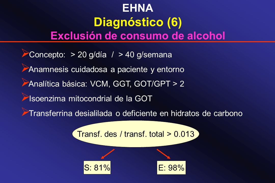 Exclusión de consumo de alcohol