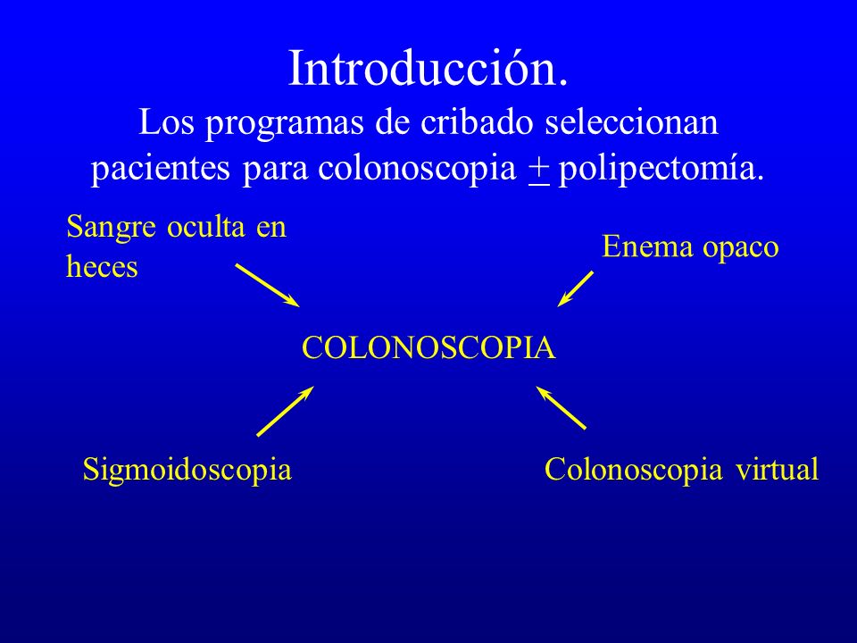 Introducción. Los programas de cribado seleccionan pacientes para colonoscopia + polipectomía.